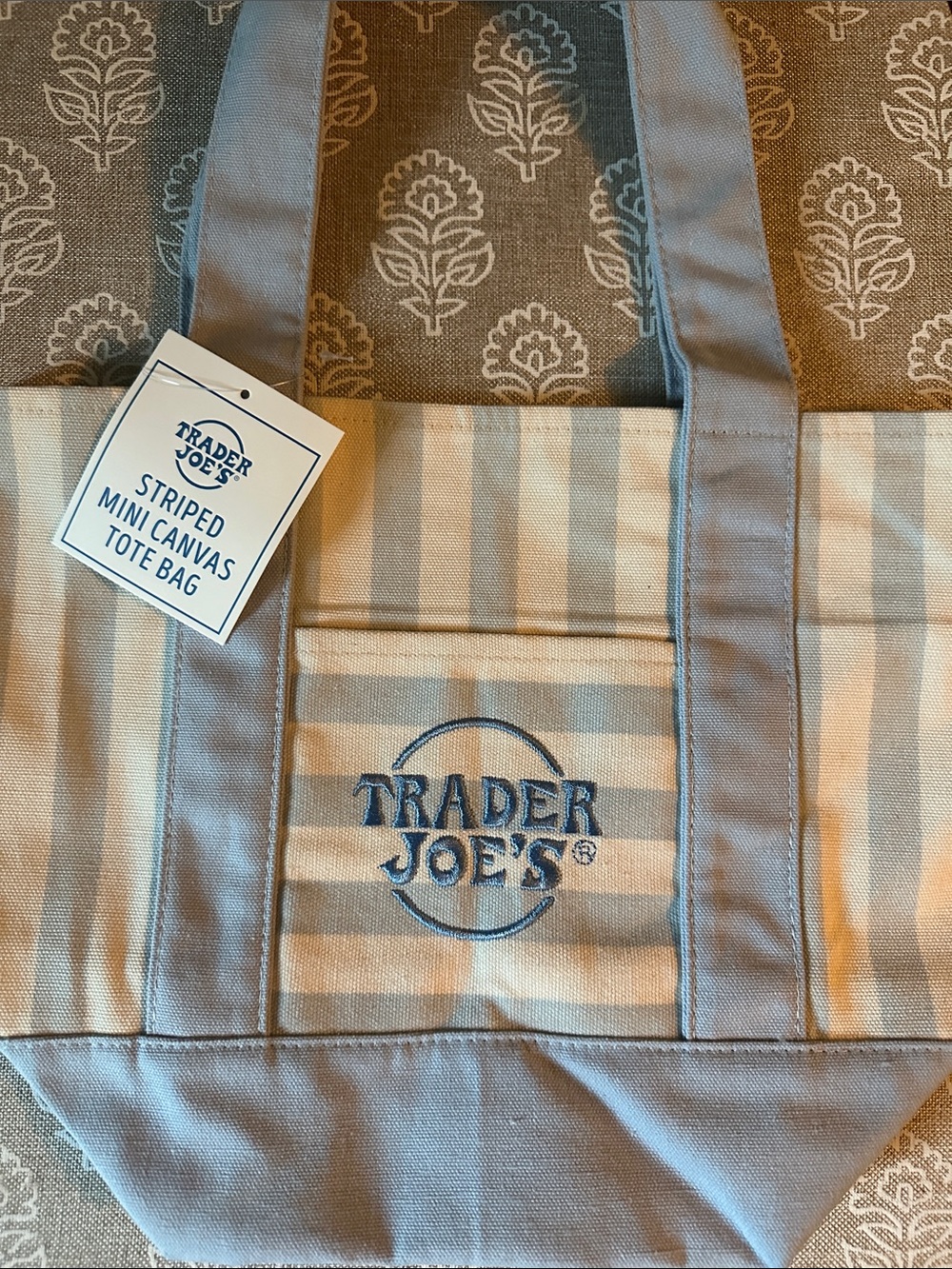 Trader Joe’s striped mini totes bag - blue